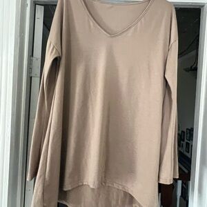 Women's Tan V-Neck Top